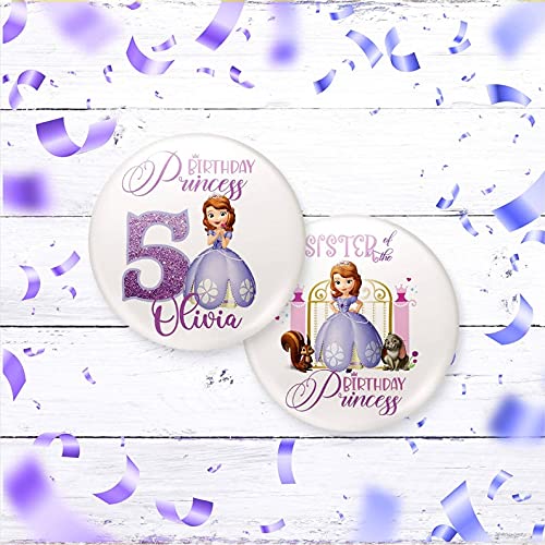 Custom Sofia The First Birthday Pinback Buttons - Personalized Party Decorations & Favors for Kids, Family & Friends (25pcs) - Perfect for Birthday Celebrations, School Events & Gift Giving