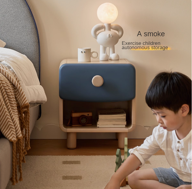 Solid Wood Kids Nightstand - Birch & Poplar Modern Bedside Table for Children's Room - Perfect for Bedrooms, Nurseries & Playrooms