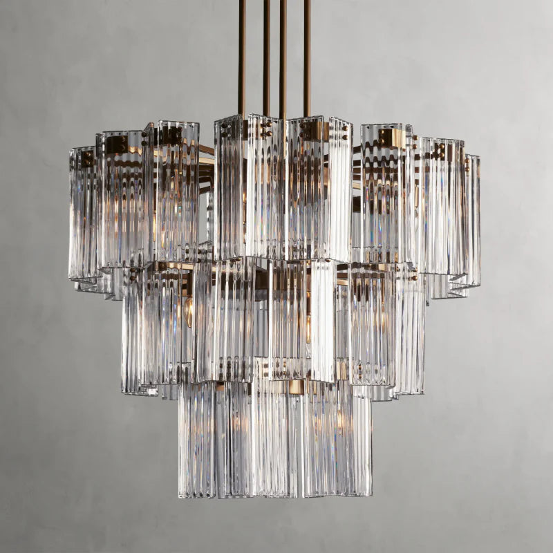 Delsie Round Chandelier - Modern Crystal Ceiling Light Fixture for Dining Room, Living Room & Bedroom | Elegant Lighting Decor for Home & Wedding
