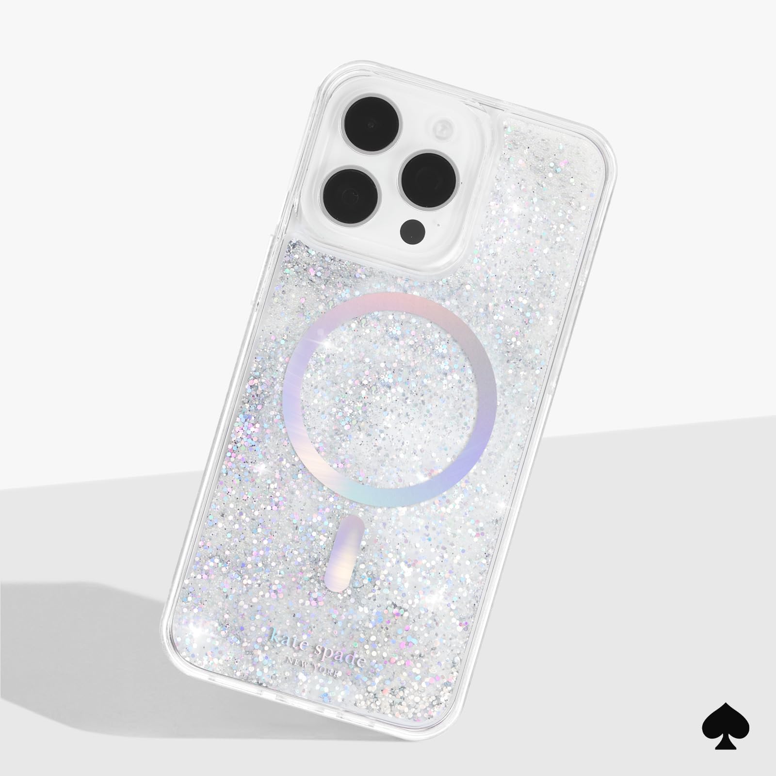 Kate Spade New York Liquid Glitter Iridescent iPhone 15 Pro Max Case | MagSafe Compatible | Stylish Protective Phone Cover for Women | Perfect for Work, Travel & Everyday Use