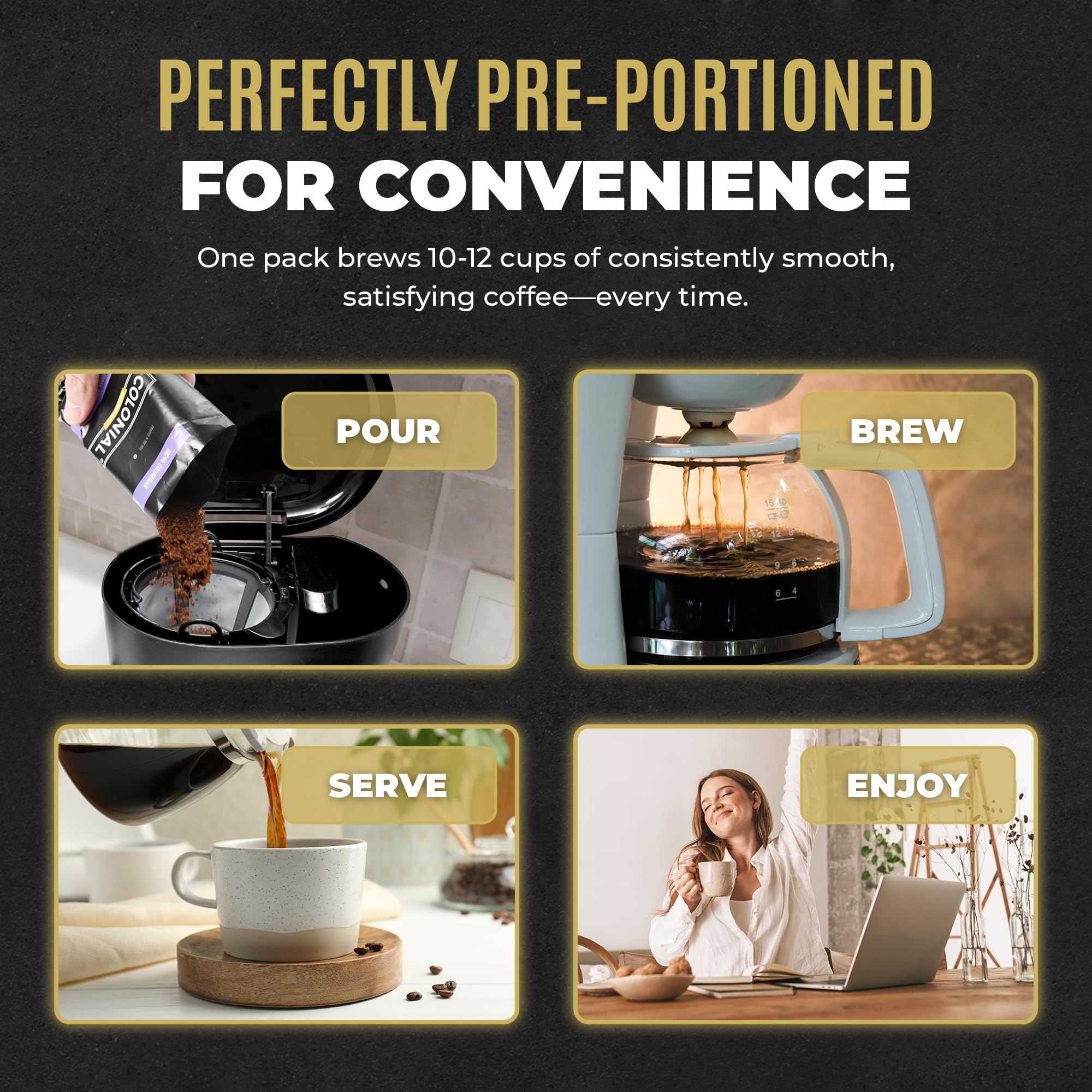Premium Colonial Coffee Packets – 100 Count Bulk Pre-Ground Breakfast Blend Medium Roast Coffee Bags (2.5 oz Each) for Drip Coffee Makers | Perfect for Offices, Restaurants & Home Brewing