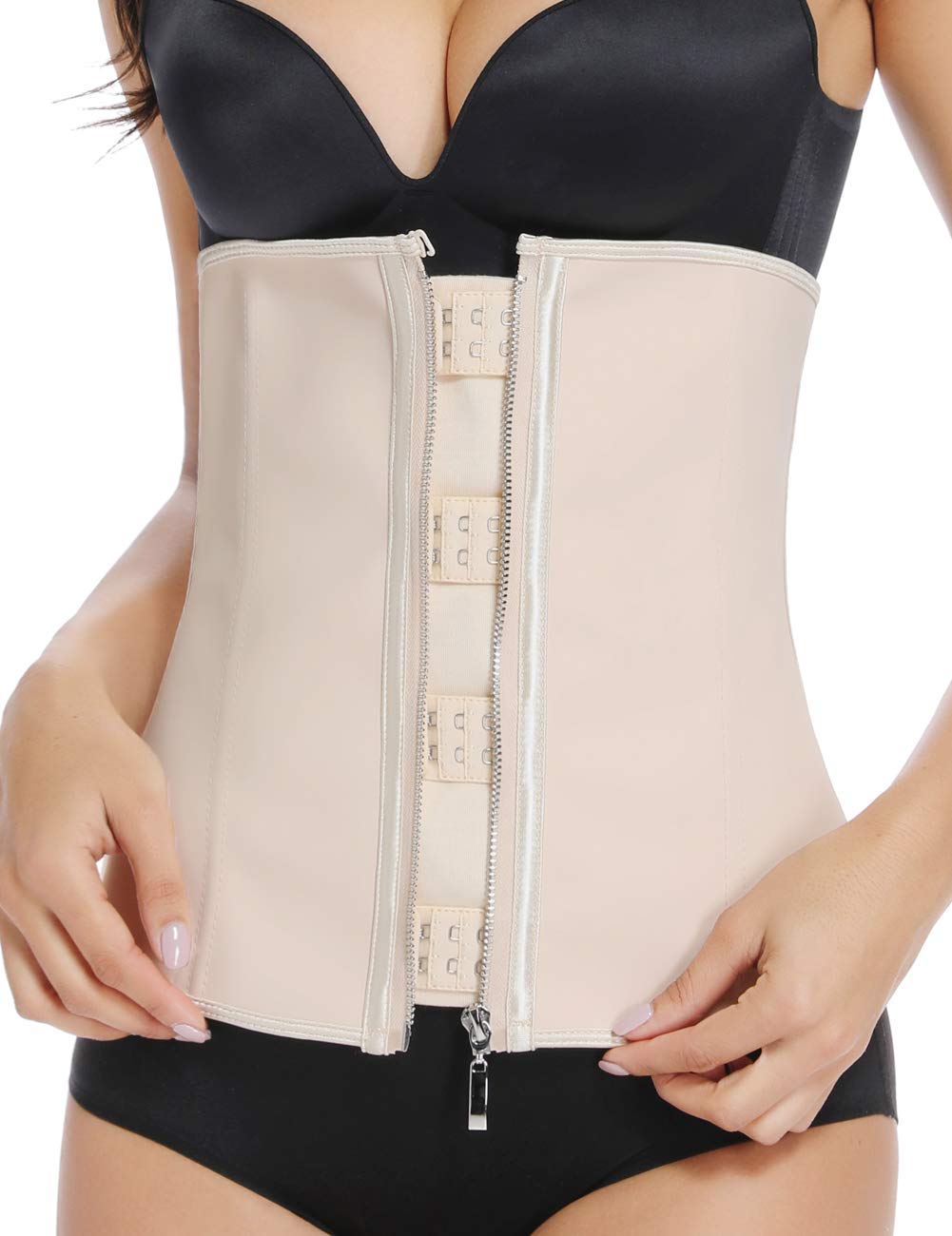 MISS MOLY Women's Latex Waist Trainer Corset - Underbust Body Shaper with Zip & Hook Closure, Sport Girdle for Hourglass Figure - Perfect for Workouts, Postpartum Recovery and Shapewear Under Clothes