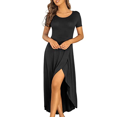 Elegant Women's Short Sleeve High-Low Asymmetrical Flowy Maxi Dress for Wedding Guest, Party & Formal Occasions - Perfect for Summer Weddings, Cocktail Parties & Evening Events