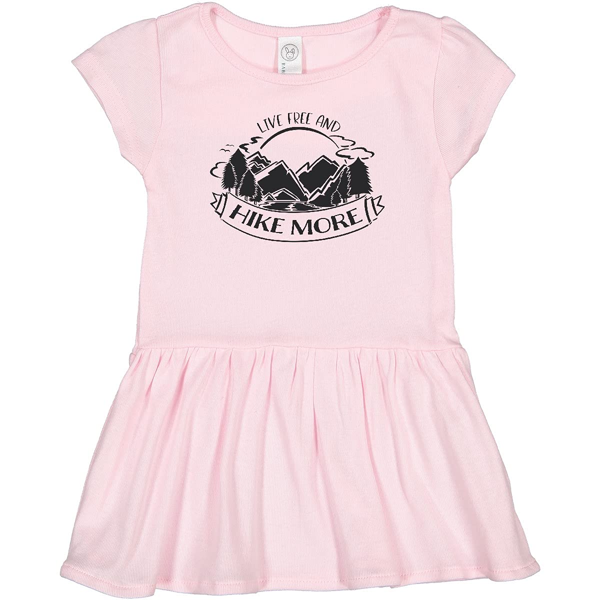 Inktastic Live Free and Hike More Mountains Toddler Dress - Cute & Comfortable Hiking Outfit for Girls & Boys - Perfect for Outdoor Adventures, Camping & Nature Walks
