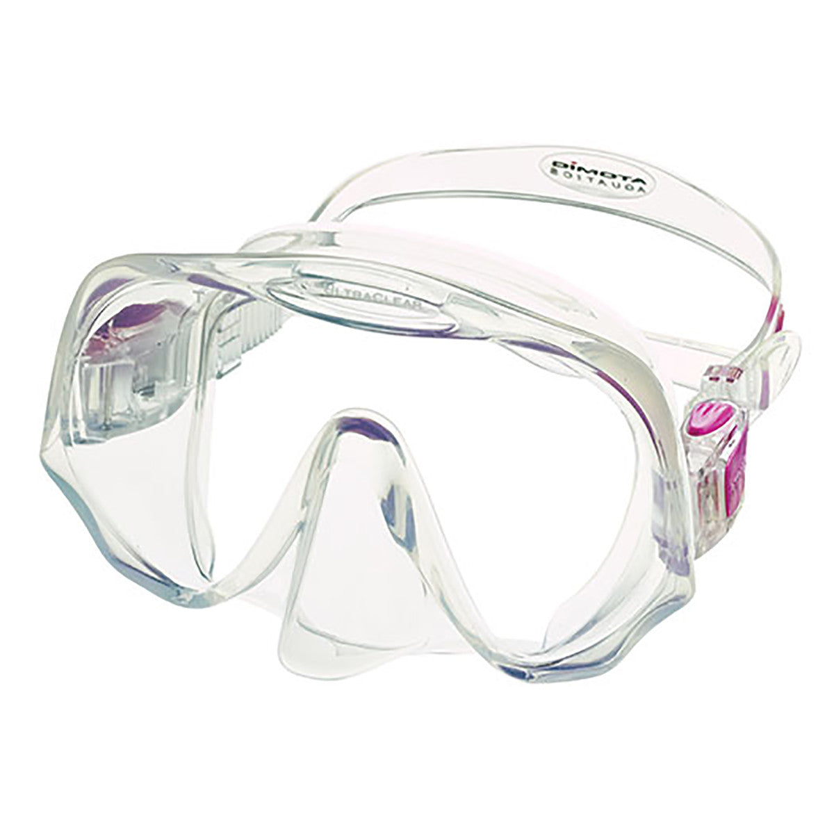 Atomic Aquatics Frameless Medium Fit Clear/Pink Mask - Snorkeling & Scuba Diving Gear for Comfortable Underwater Adventures