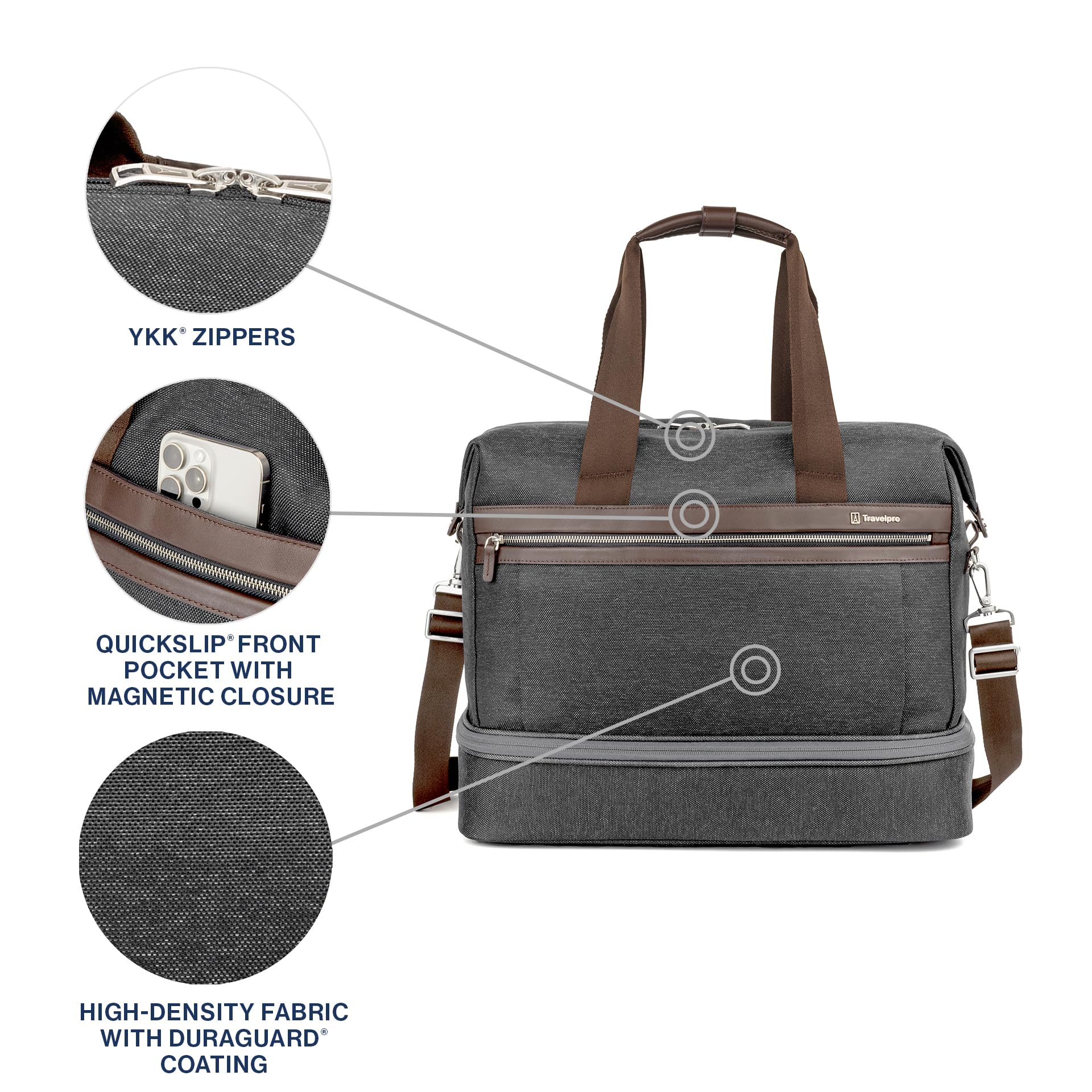 Travelpro Platinum Elite Carry-On Soft Travel Drop-Bottom Weekender Bag for Men & Women - Perfect for Overnight Trips, Business Travel & Weekend Getaways
