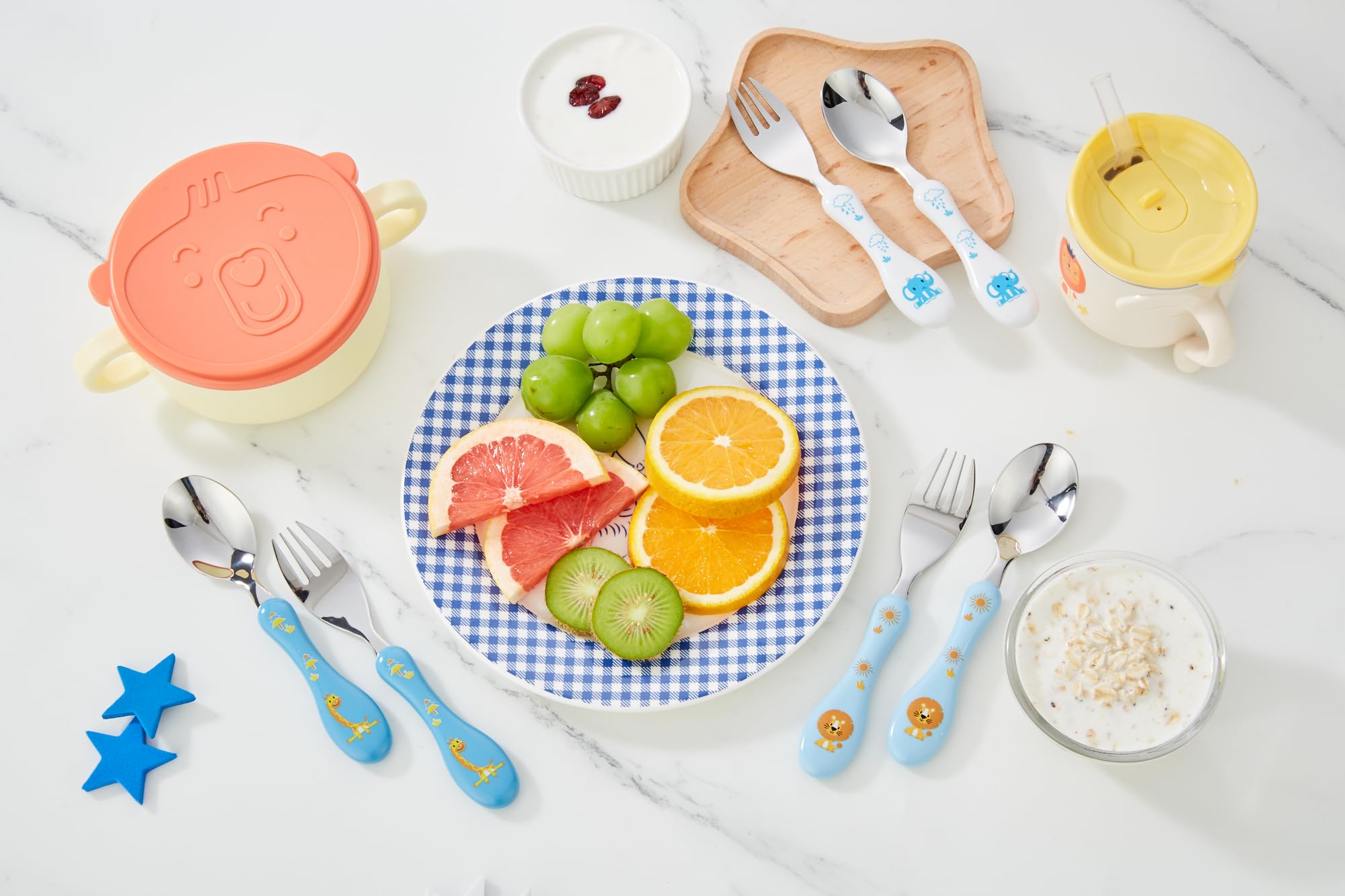 ANNOVA Kids Silverware 6-Piece Set - Stainless Steel Toddler Utensils with 3 Forks & 3 Spoons - BPA-Free, Knife-Free Safe Cutlery for Lunch Boxes & School Meals (Blue) - Perfect for Preschool, Daycare & Family Dining