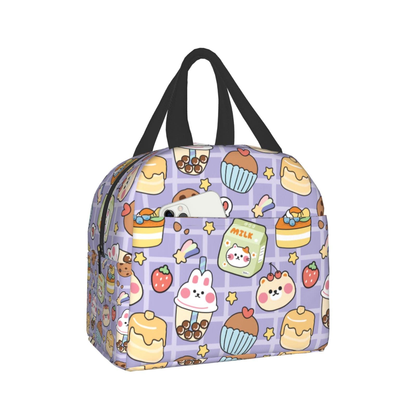 Insulated Purple Strawberry Lunch Box for Women & Girls - Reusable Bento Bag, Portable Tote for Office, School & Picnic - Cute Thermal Food Container for Work, Travel & Outdoor Activities