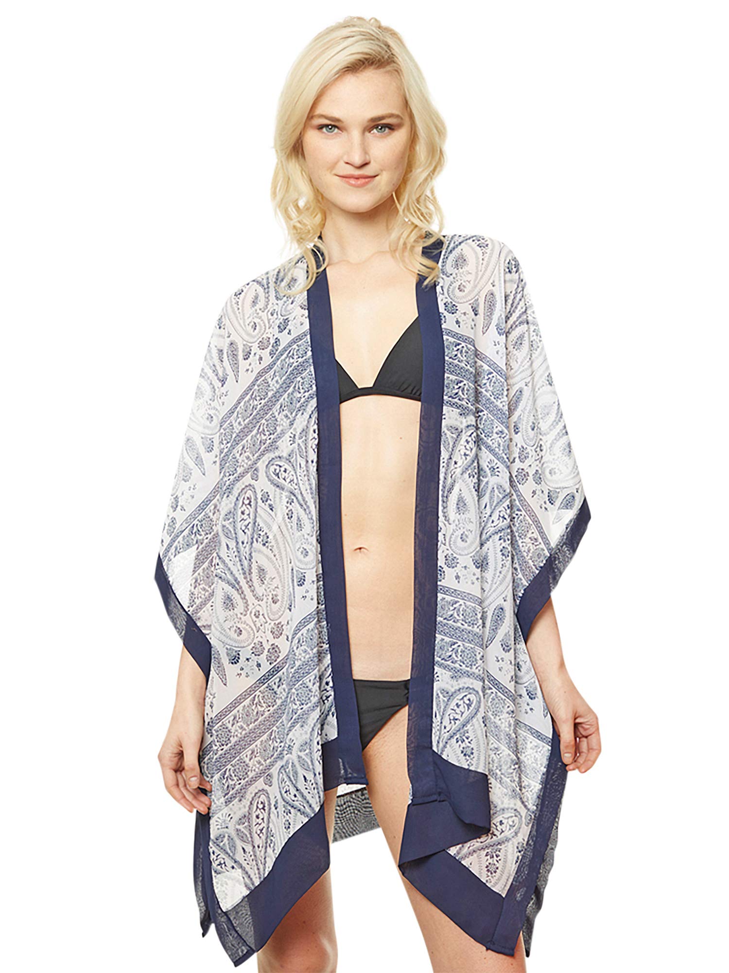 Luxury Women's Sheer Chiffon Paisley Print Kimono Beach Cover Up - Lightweight Summer Wrap for Pool, Vacation & Boho Fashion
