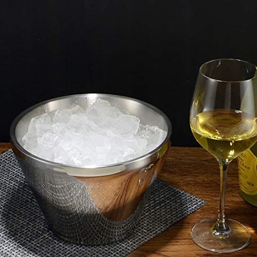 Premium Stainless Steel Double Wall Insulated Ice Bucket with Ice Scoop - Large Beverage Tub for Champagne, Wine & Beer - Party Drink Chiller for Weddings, BBQs & Outdoor Events - Metal Beverage Cooler Bucket