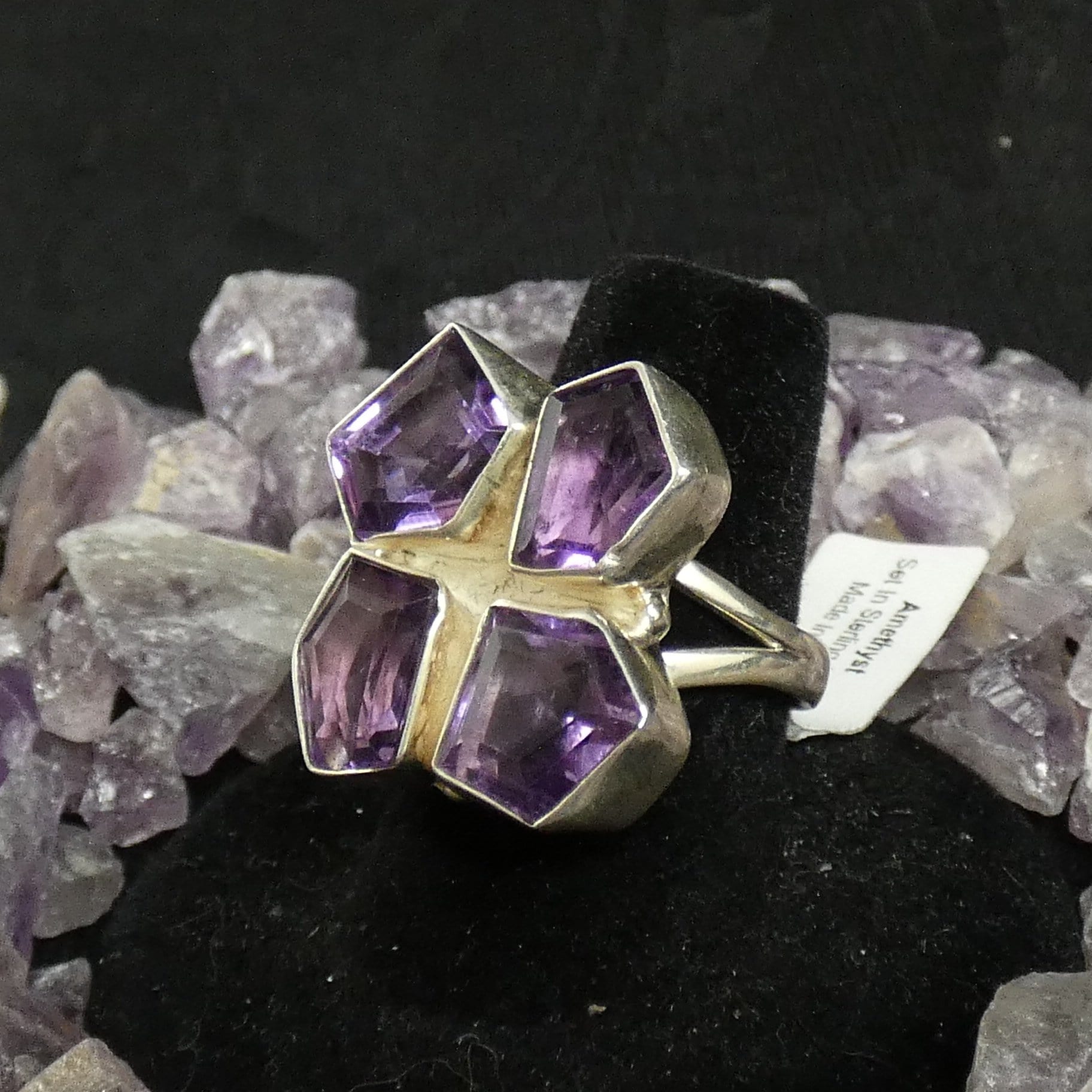 Natural Amethyst Sterling Silver Ring for Women - Size 7.75 - Elegant Purple Gemstone Jewelry for Everyday Wear, Gift Giving & Special Occasions