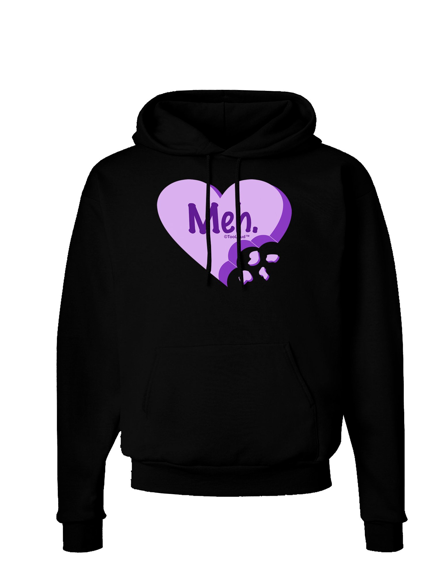 TooLoud Meh Candy Heart Purple Hoodie - Valentine's Day Dark Sweatshirt for Women & Men | Cute Couples Gift, Casual Wear & Street Style Fashion