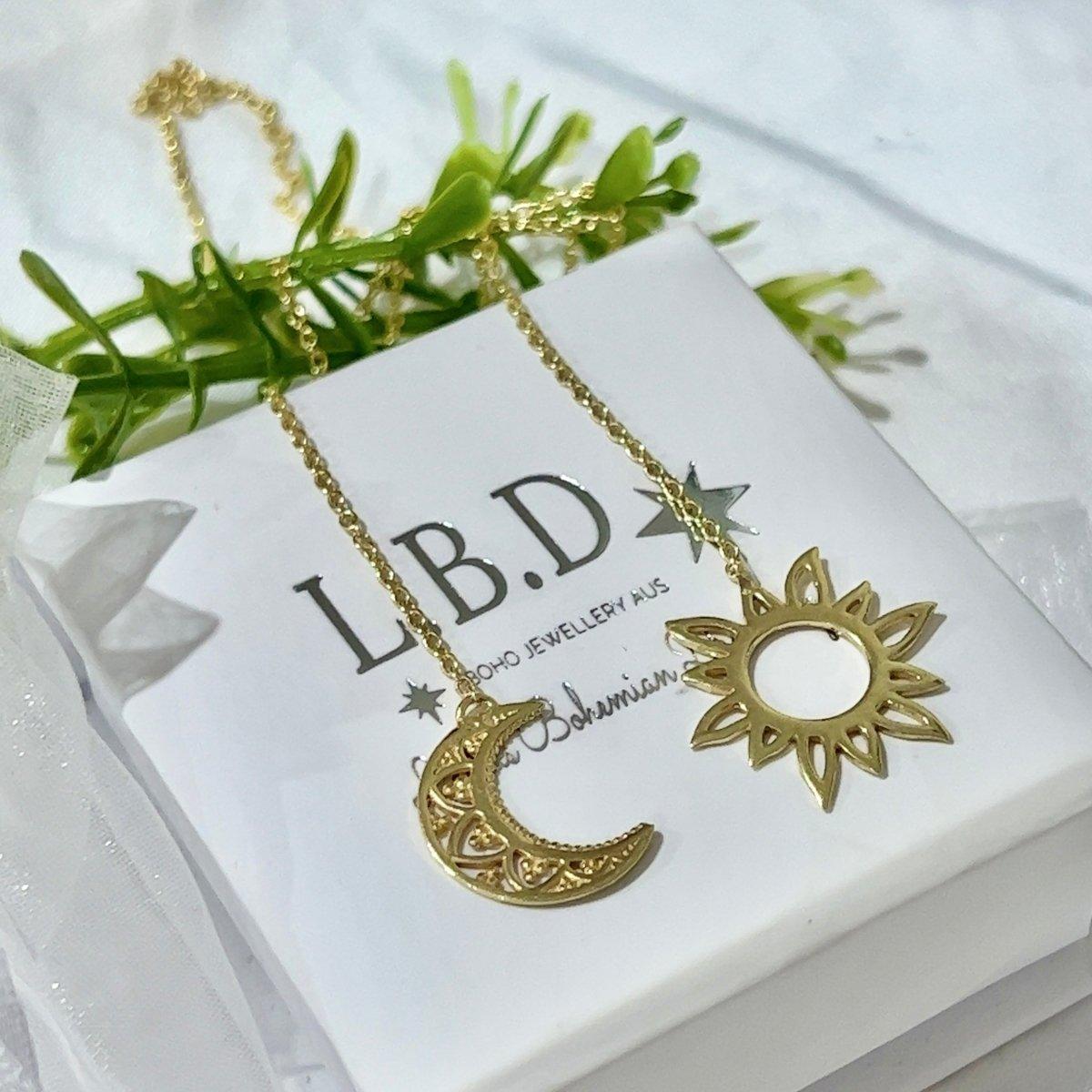 Laihas La Luna Sun & Moon Gold Boho Necklace for Women - Elegant Celestial Jewelry for Everyday Wear & Special Occasions