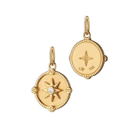 Mini Adventure Compass Charm with Diamond Accent - Outdoor Hiking Gear for Backpacks, Necklaces & Survival Kits | Perfect for Camping, Travel & Exploration