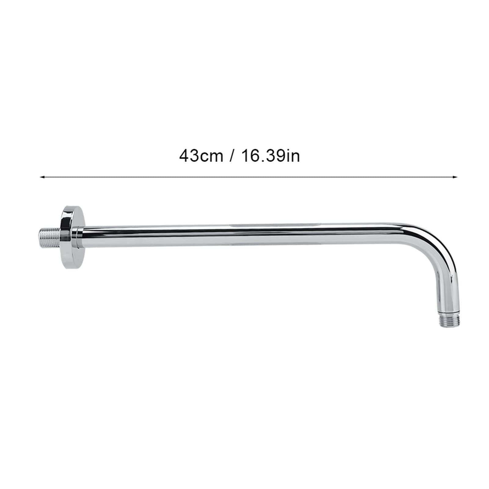 16 Inch L-Shaped Stainless Steel Chrome Shower Arm with Flange - Wall Mount Angle Shower Extension for Fixed & Rain Shower Heads - Perfect for Bathroom Renovation & Spa-Like Shower Experience