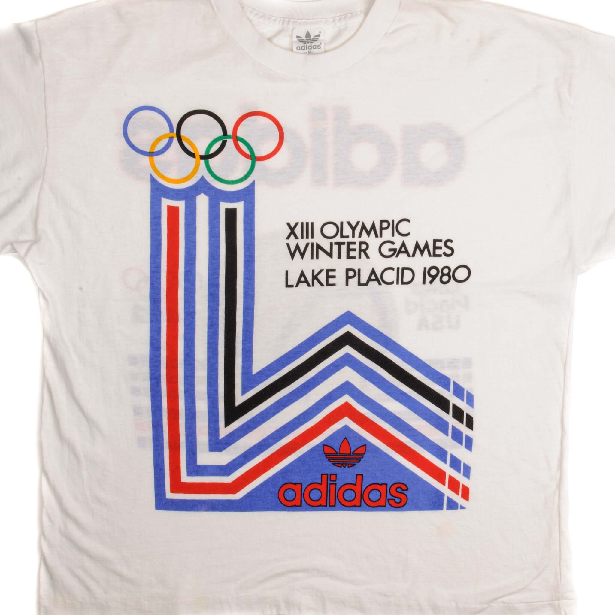 Vintage Adidas XIII Olympic Winter Games 1980 Tee Shirt - Medium Size - Retro Athletic Wear for Casual & Sports Fans