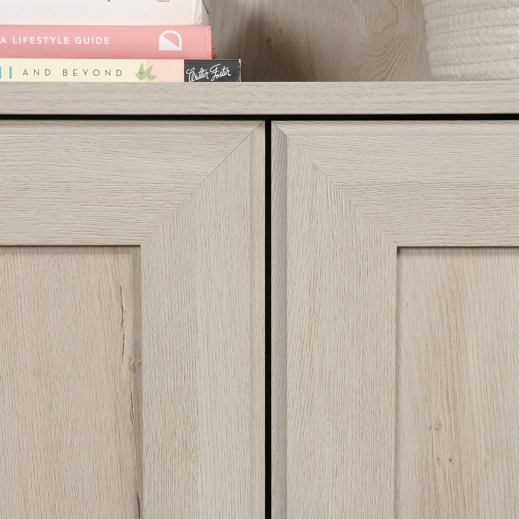Sauder 5-Shelf Storage Bookcase with Doors & Adjustable Shelves - Chalked Chestnut Finish | Perfect for Home Office, Living Room & Bedroom Organization