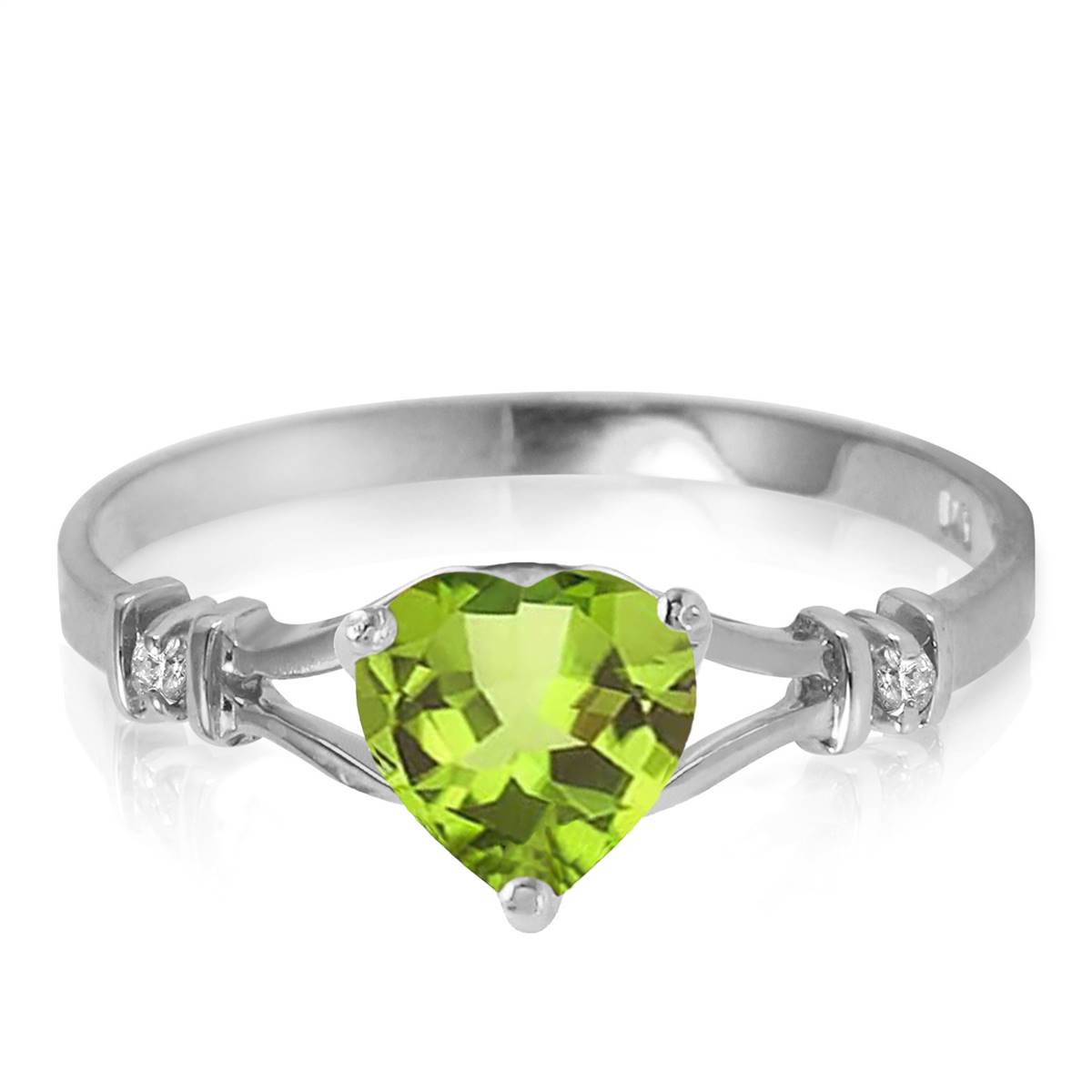 0.47 Carat 14K Solid White Gold Peridot and Diamond Engagement Ring for Women - Perfect for Weddings, Anniversaries & Special Occasions