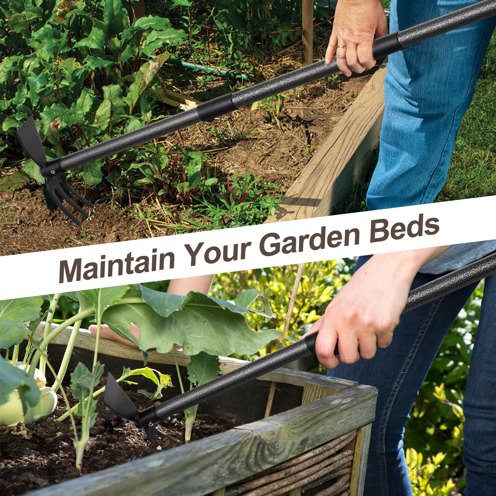 45 Inch Garden Hoe Tool with Long Handle - 2 in 1 Weeding & Cultivating Tool for Gardening, Planting, and Soil Preparation | Perfect for Vegetable Gardens, Flower Beds, and Farm Work
