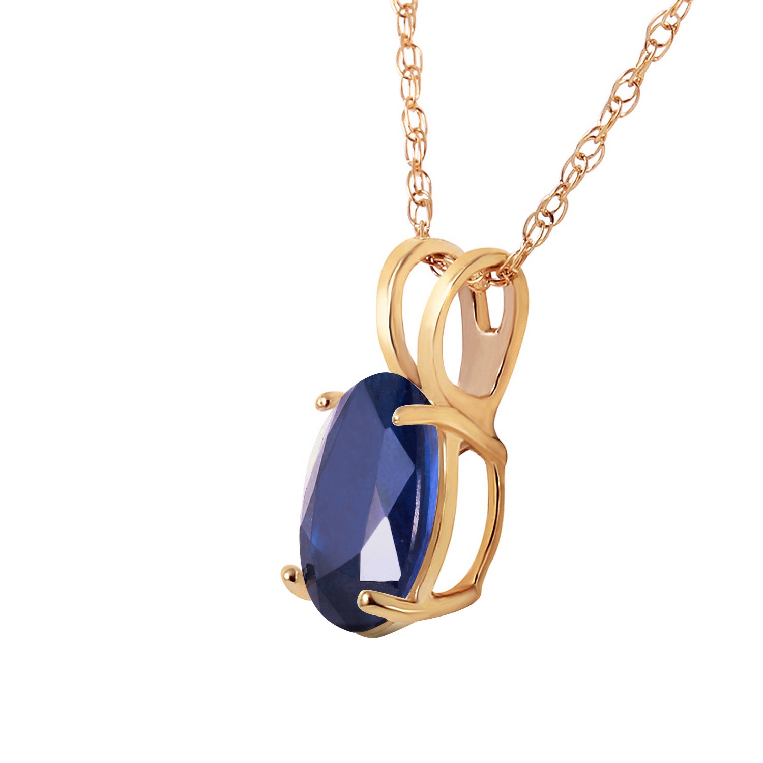 14K Solid Gold Oval Sapphire Pendant Necklace - 1 Carat Natural Blue Sapphire Gemstone Jewelry for Women, Gift for Her, Birthday, Anniversary & Special Occasions