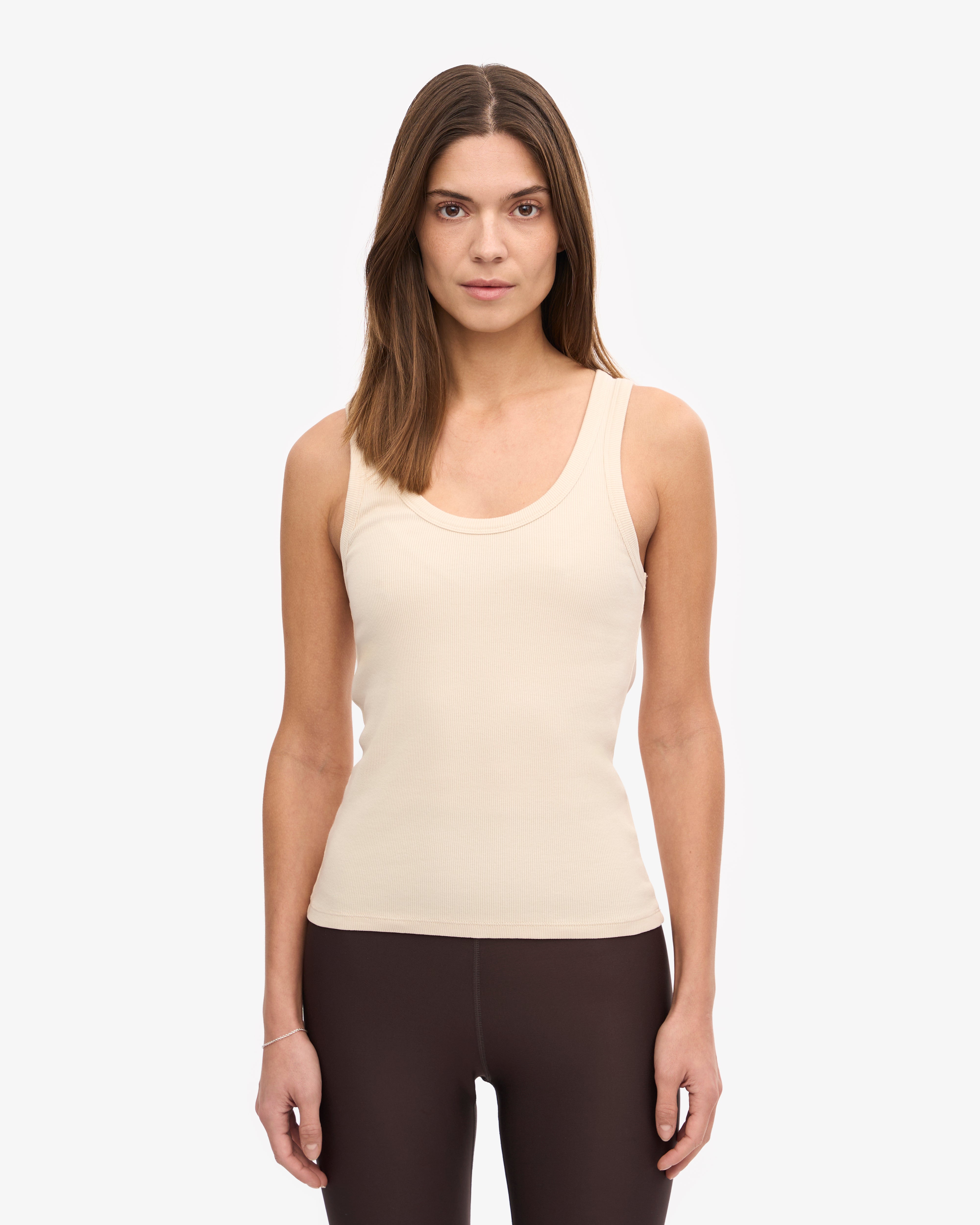 Organic Cotton Ribbed Tank Top for Women - Ivory White - Comfortable & Breathable Summer Essential for Casual Wear & Layering