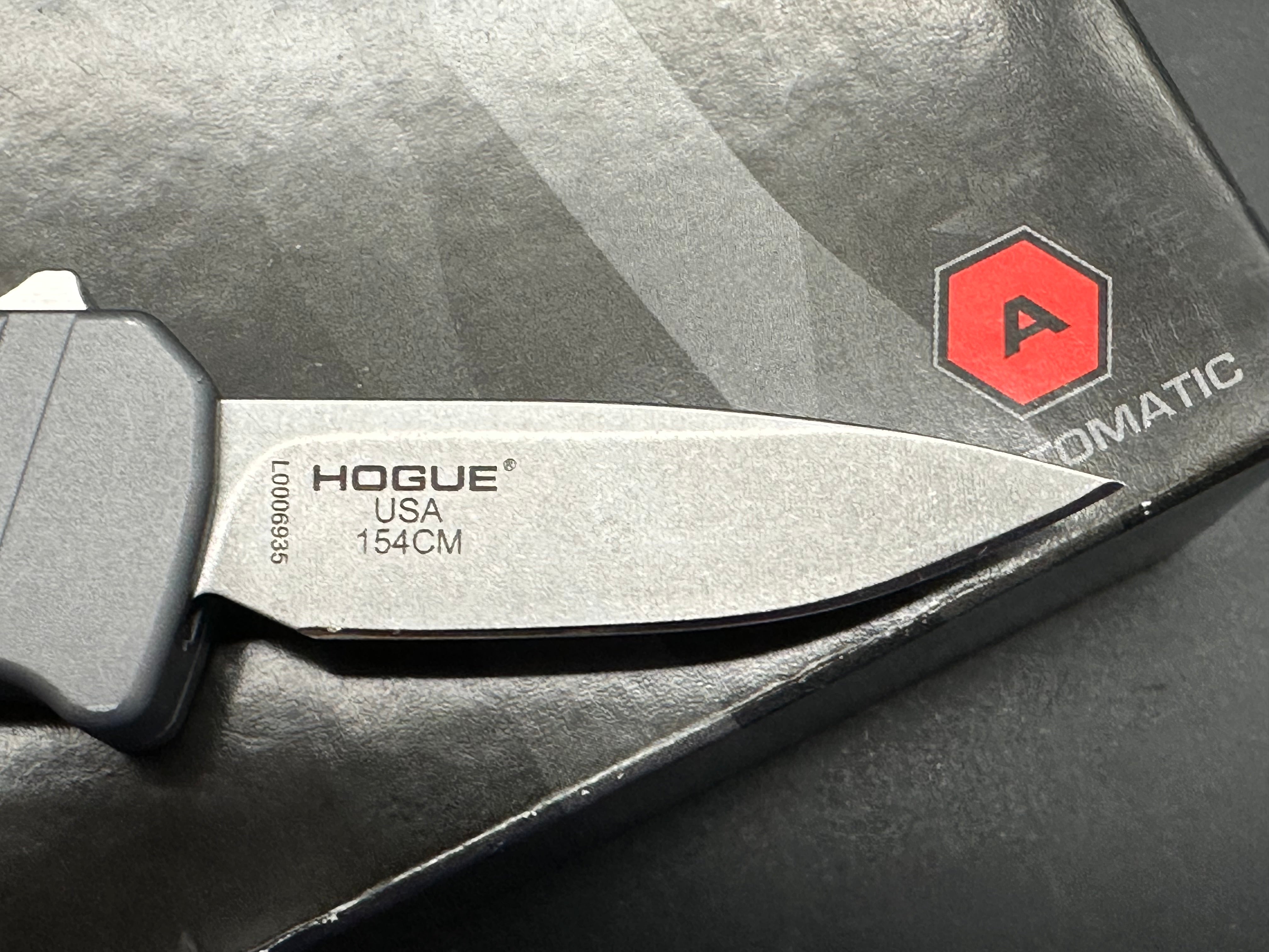 Hogue Micro Incursion D/E OTF Automatic Knife - Gray Aluminum Handle, Double Edge Tactical Knife for Outdoor, Camping & EDC Use