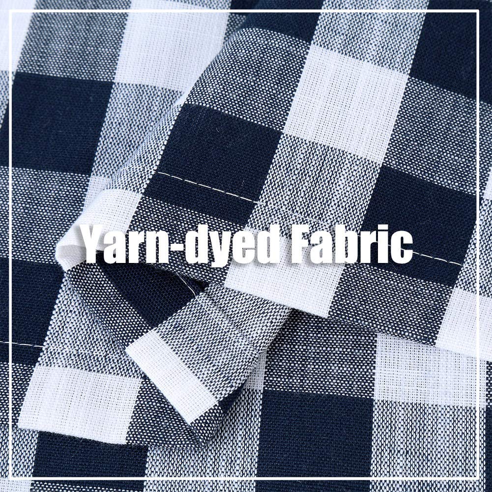 CAROMIO Navy Blue Buffalo Check Gingham Valance Curtains - 52x15 Inch Thick Yarn-Dyed Window Valances for Kitchen, Bathroom & Cafe - Rustic Farmhouse Style Home Decor for Cozy Windows