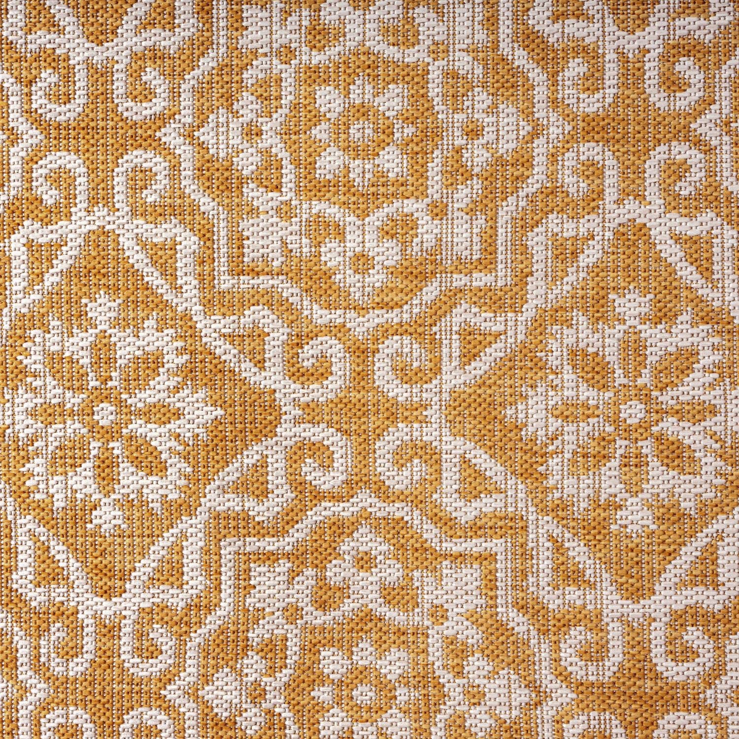 Nicole Miller New York Patio Country Danica Transitional Geometric Indoor/Outdoor Area Rug - Yellow & White - 6'6