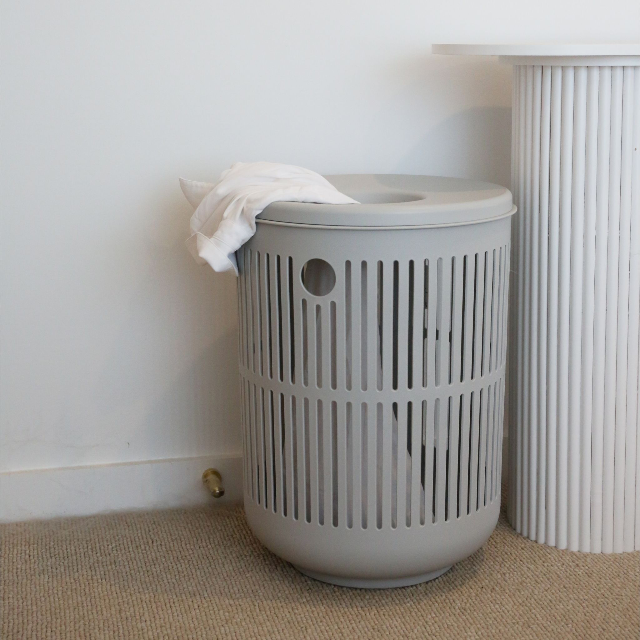 ZONE DENMARK Ume 60L Laundry Basket with Lid - Soft Grey | Stylish & Durable Storage for Bedroom, Bathroom, or Laundry Room