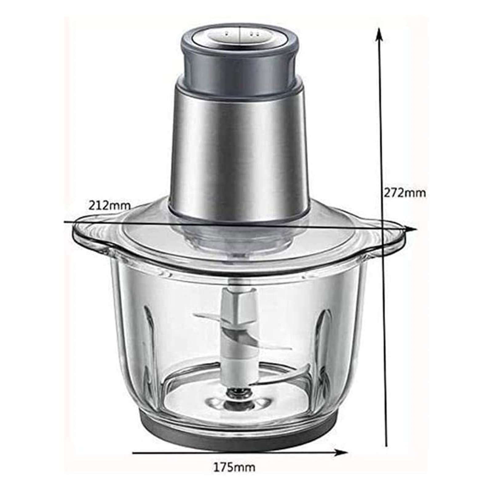 300W Electric Food Processor - 2L Stainless Steel Bowl, 4 Sharp Blades & 2 Speed Settings - Mini Food Chopper & Meat Grinder for Vegetables, Fruits, Onion, Garlic - Perfect for Meal Prep, Smoothies, Baby Food & Home Cooking