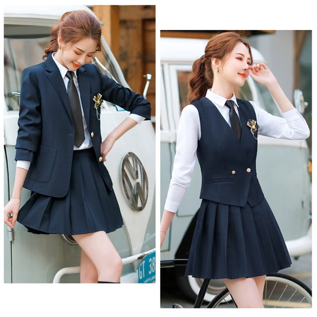 British Style Women's Anime JK High School Uniform Cosplay Set - Vest, Shirt & Pleated Skirt for College, Halloween & Themed Parties