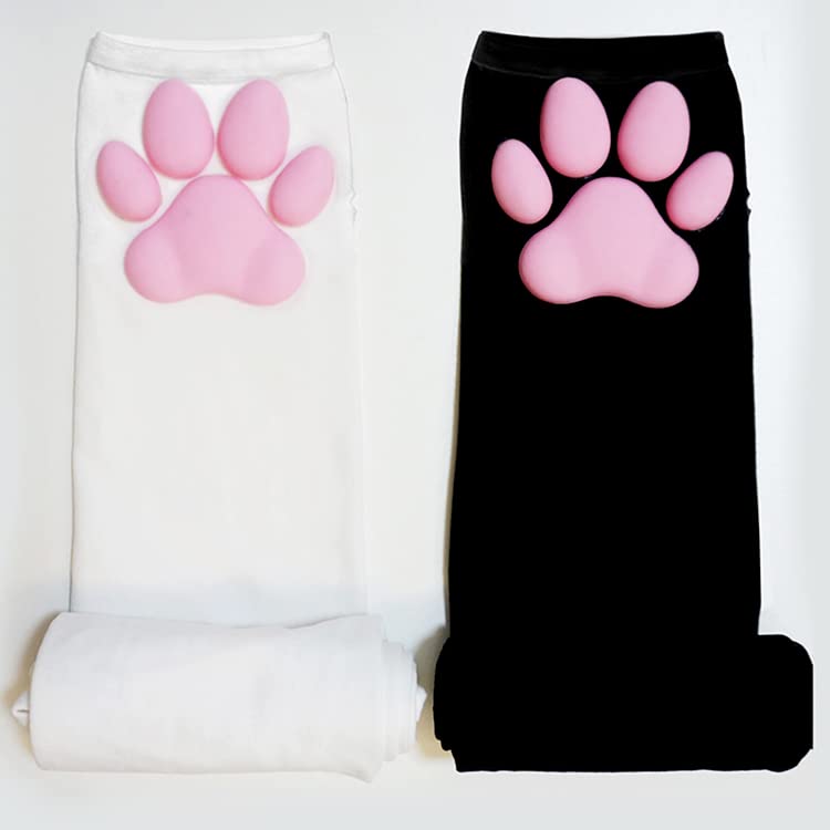 3D Cat Paw Socks for Women - Pink Thigh High Stocking Accessories, Cute DIY Cosplay Socks with Paw Pads (Stockings Not Included) - Perfect for Halloween Costumes, Anime Conventions & Kawaii Fashion