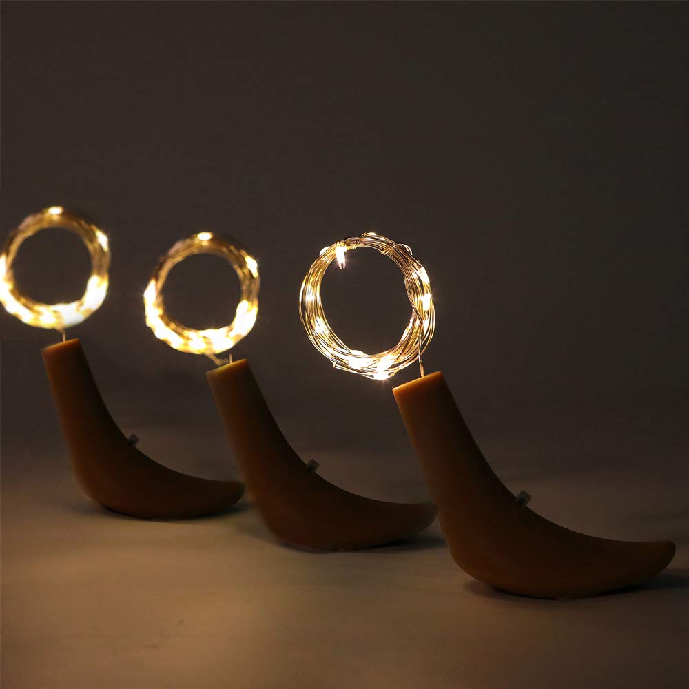 6 Pack 10 LED Warm White Solar Powered Wine Bottle Lights - Mini Copper Wire Waterproof Fairy String Lights for Holiday Wedding Party Decor, Home Garden Bedroom Outdoor Indoor Lighting (Perfect for Christmas, Patio, Backyard, and Table Centerpiece Decorations)