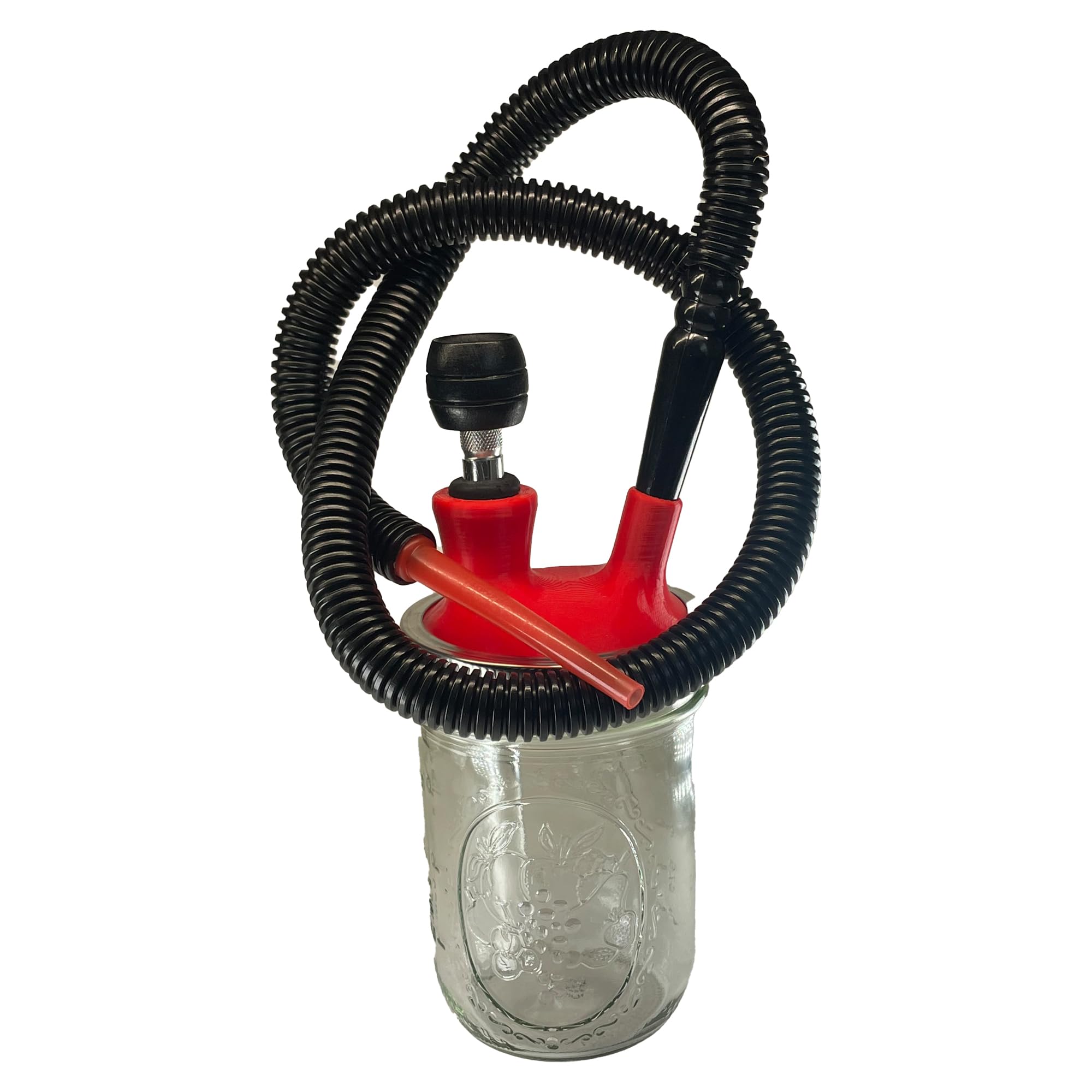 EZ Clean Mason Jar Hookah - Handmade in USA (Red) | Premium Glass Hookah for Home Use, Parties & Relaxation | Durable & Easy to Clean Hookah Pipe for Shisha Enthusiasts