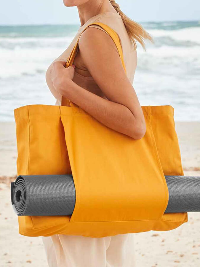 Westford Mill EarthAware Organic Cotton Yoga Tote Bag - Eco-Friendly Reusable Shopping & Gym Bag for Yoga, Beach & Travel | Sustainable & Stylish Carryall