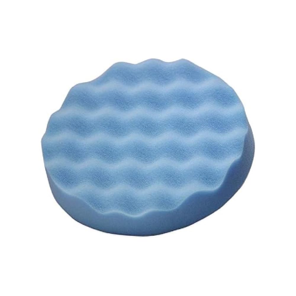 LAUCO 8-Inch (203.2mm) Blue Waffle Light Cut Foam Polishing Buff Pad with Hook & Loop Backing – Perfect for Car Detailing, Metal Polishing & Surface Restoration