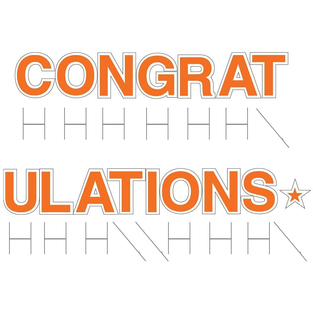 Vispronet 18in Tall Weather-Resistant Congratulations Yard Sign with Steel Stakes - Orange Outdoor Party Decor for Graduations, Birthdays & Special Occasions