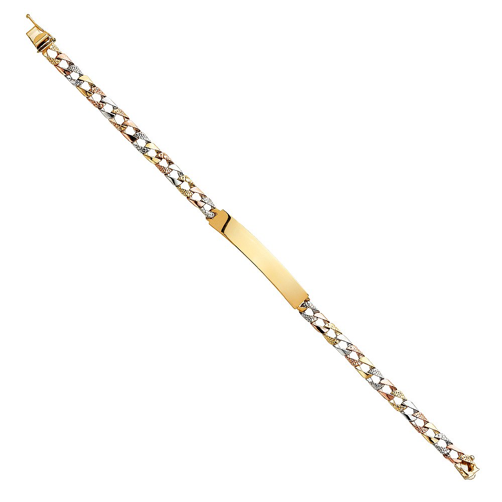 14K Tri-Color Gold Cuban Link Bracelet for Men & Women - 8