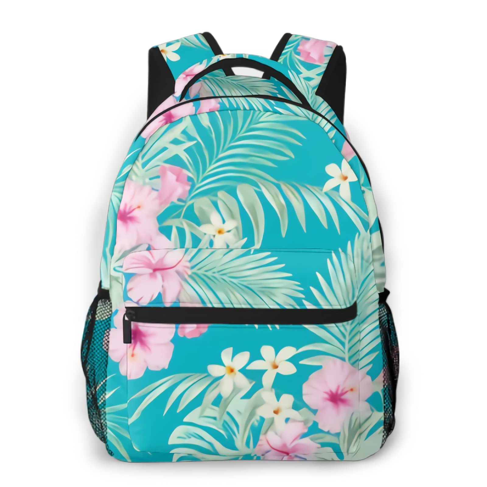 Hibiscus Flowers Backpack - Casual Translucent Mesh Backpack for Women & Men | Summer Floral Unisex Daypack for Beach, Travel, School & Outdoor Activities