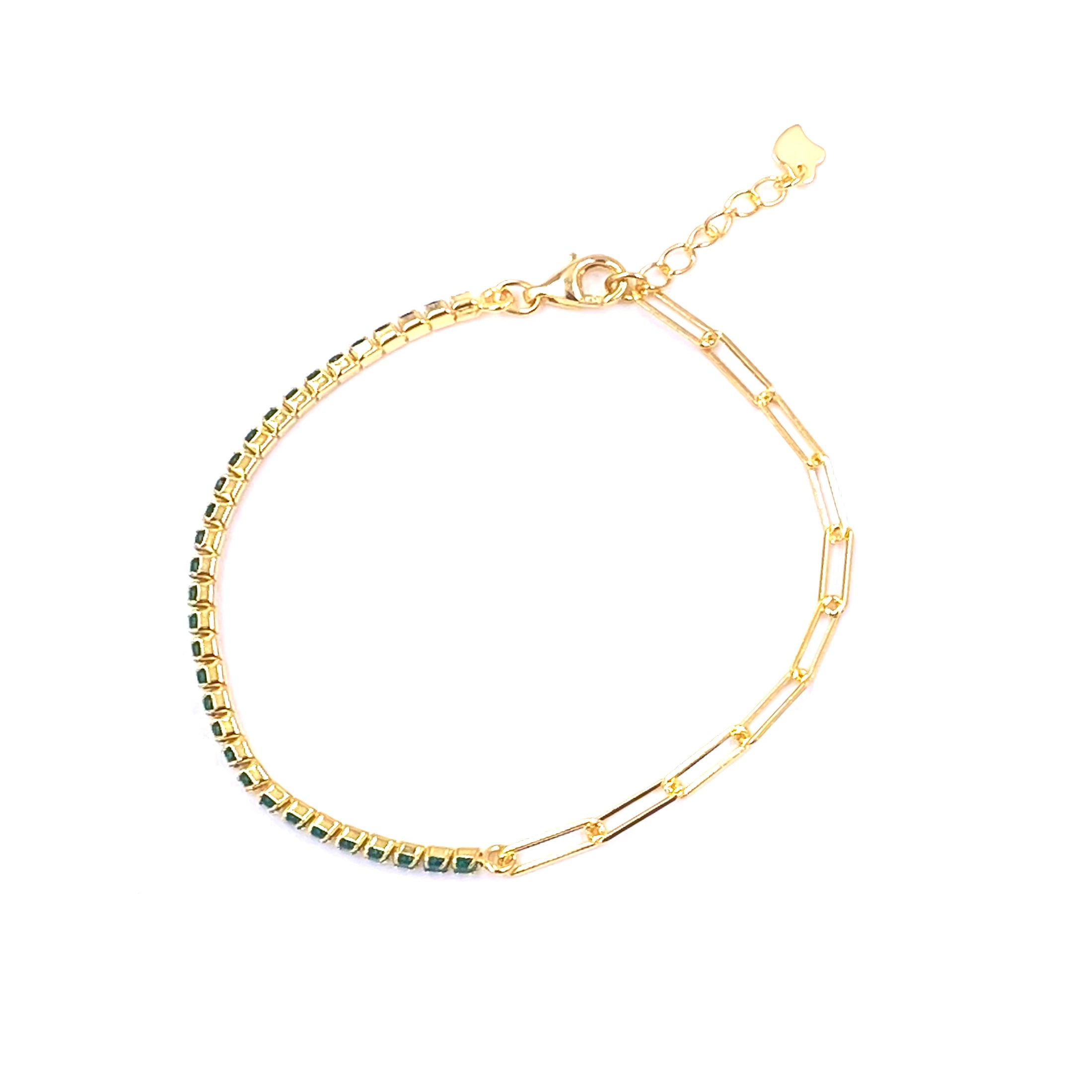 Ashley Gold Sterling Silver Gold Plated CZ Prong & Link Bracelet for Women - Elegant Cubic Zirconia Jewelry for Parties, Weddings & Special Occasions