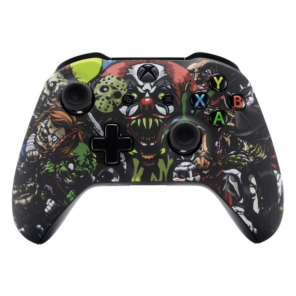 eXtremeRate Scary Party Bomb Faceplate Cover - Soft Touch Front Housing Shell with Comfortable Grip for Xbox One X & One S Controller Replacement (SXOFT11X) - Perfect for Gaming Parties & Horror-Themed Events