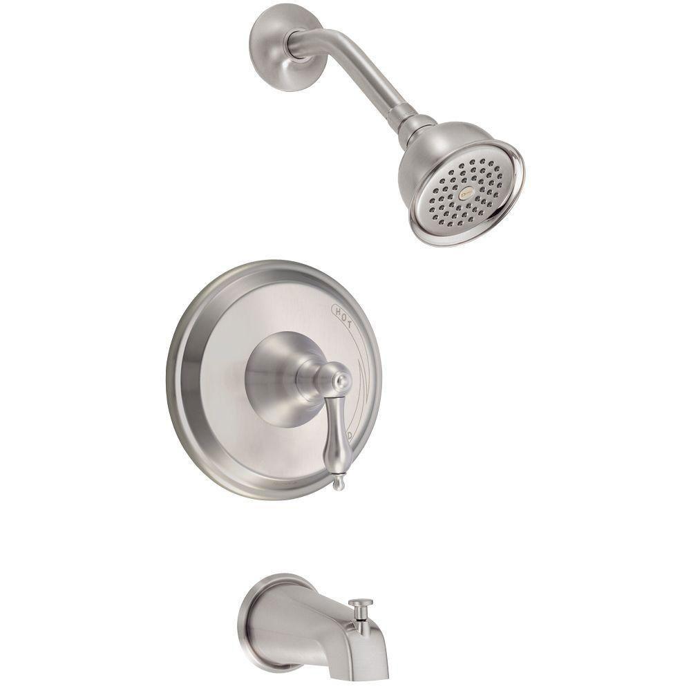Danze Fairmont 1-Handle Pressure Balance Tub and Shower Trim Kit in Brushed Nickel - Valve Not Included (Model 287321) | Perfect for Bathroom Renovation & Modern Shower Installation