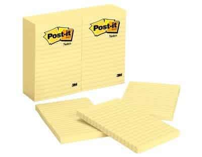 Post-it Notes FT510010620 - 6 Pack of Lined Canary Yellow Note Pads, 100 Sheets per Pad (6x6 Inches, 152x102mm) - Perfect for Office, School, and Home Organization