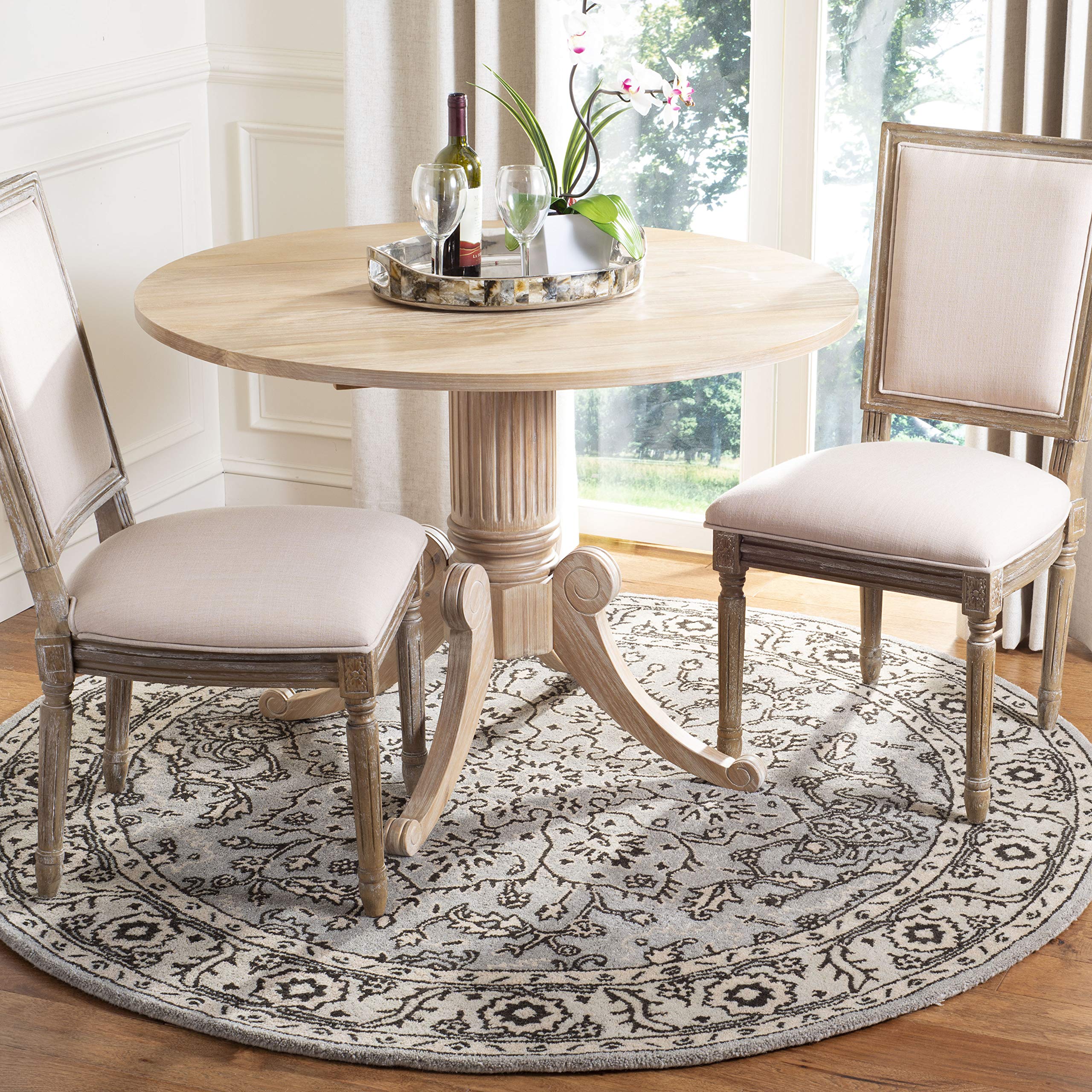 SAFAVIEH Antiquity Collection 6' Round Grey/Beige AT58A Handmade Traditional Oriental Premium Wool Area Rug - Perfect for Living Room, Bedroom & Home Decor