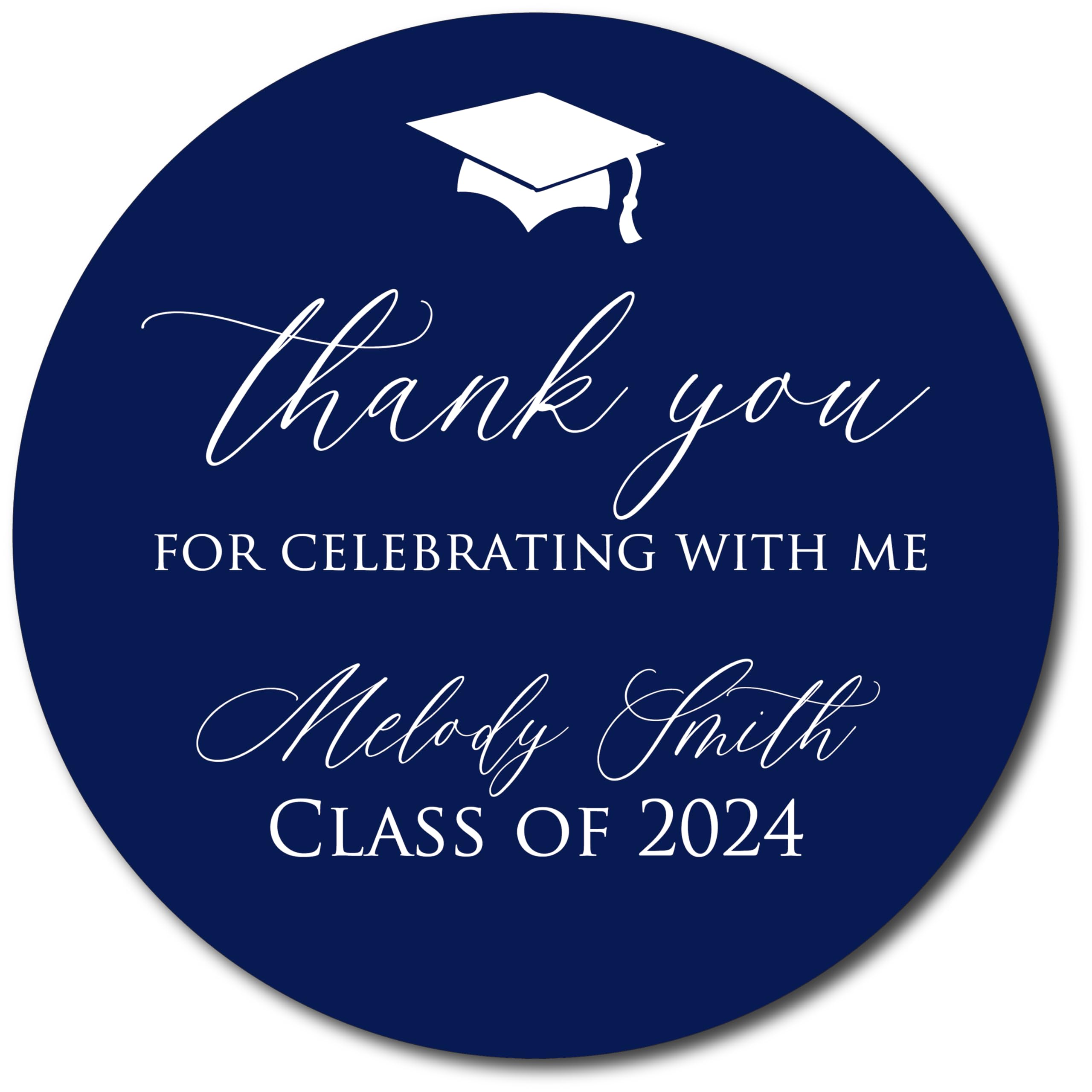 2024 Graduation Party Stickers - 1.5 Inch Blue & White Class of 2024 Labels (Pack of 30) - Perfect for Graduation Favors, Scrapbooking, Invitations & School Memory Books