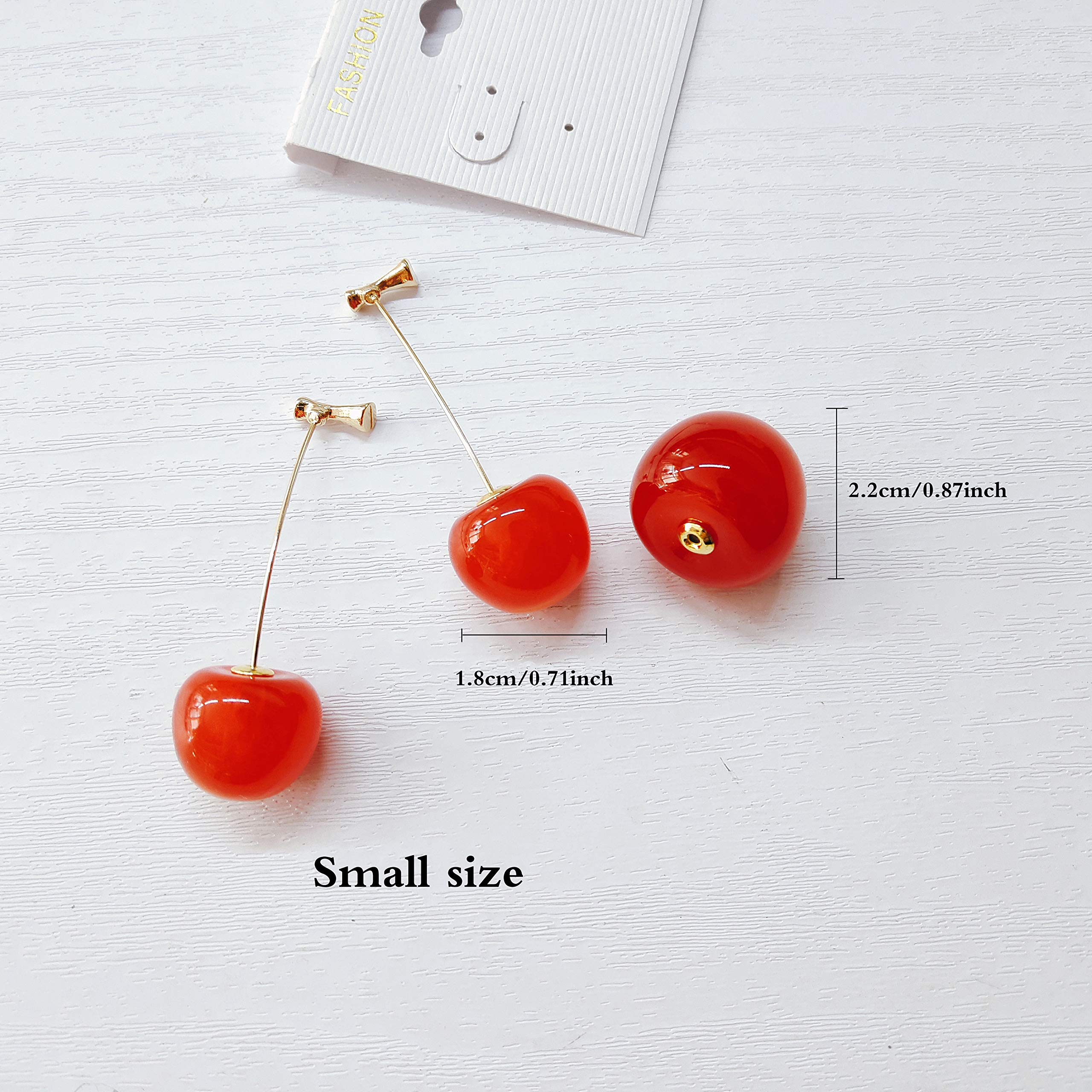3D Red Cherry Drop Earrings - Cute Fruit Dangle Earrings for Women, Gold Plated Jewelry Gift for Birthday, Party, Wedding & Everyday Wear