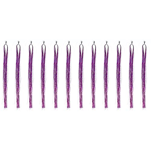 Vibrant Purple Hair Tinsel Extensions - Shiny Sparkly Hair Strands for Parties, Prom, Cosplay & Fashion Shows | Perfect for Festive Events, Costume Parties & Special Occasions