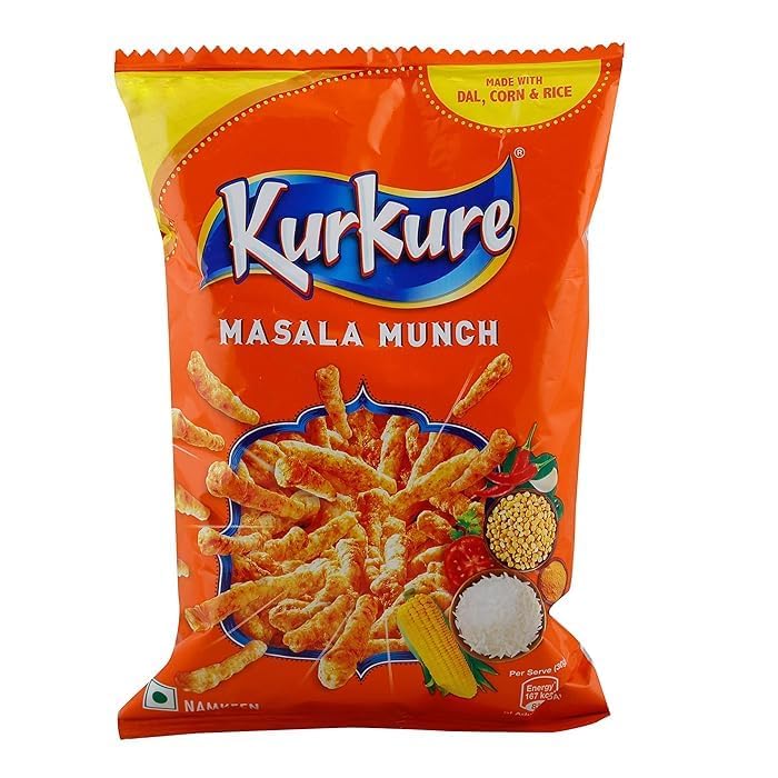 Kurkure Masala Munch Crunchy Snack - 95g (3.35oz) Vegetarian Indian Namkeen - Perfect for Parties, Movie Nights & On-the-Go Snacking