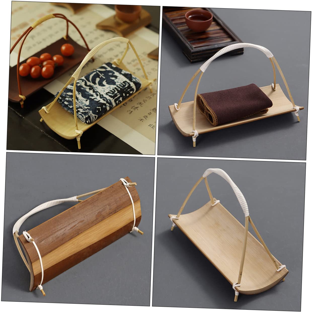 Cabilock Wooden Serving Tray - Bamboo Food Holding Plate for Sushi, Desserts & Napkins | Multi-Purpose Home Tableware for Dining, Kitchen & Party Use