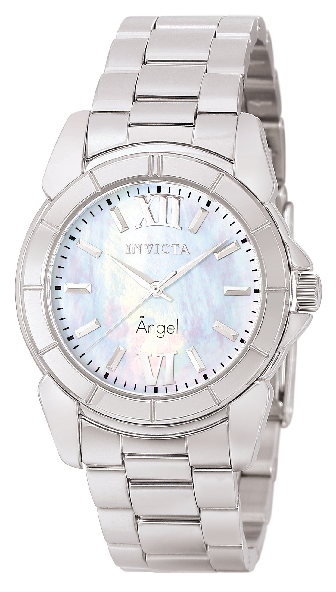 Invicta Women's 0458 Angel Collection Stainless Steel Watch with Mother-of-Pearl Dial - Elegant Dress Watch for Business, Parties & Special Occasions